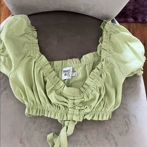 Green princess polly ruffle cropped top, size 0